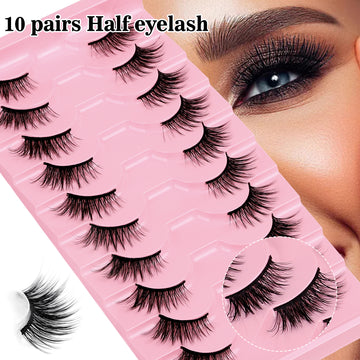 10 Pairs Cat Eye Half Lashes - Natural Soft Corner for Glamorous Eyes!